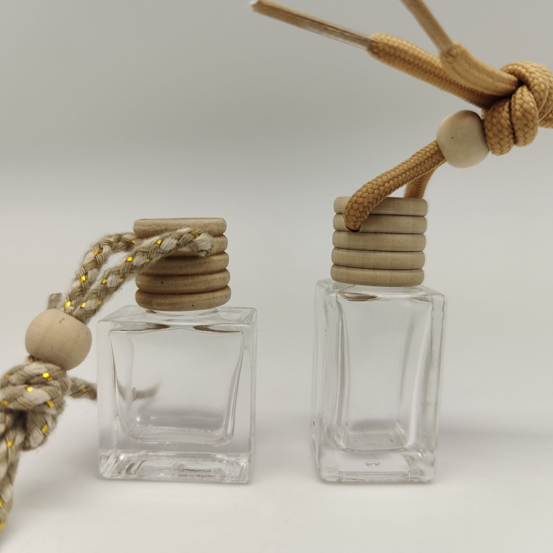 Hanging Car Perfume Glass Empty Bottle Essential Oil Diffuser, Aromatherapy Car Air Freshener in various shape