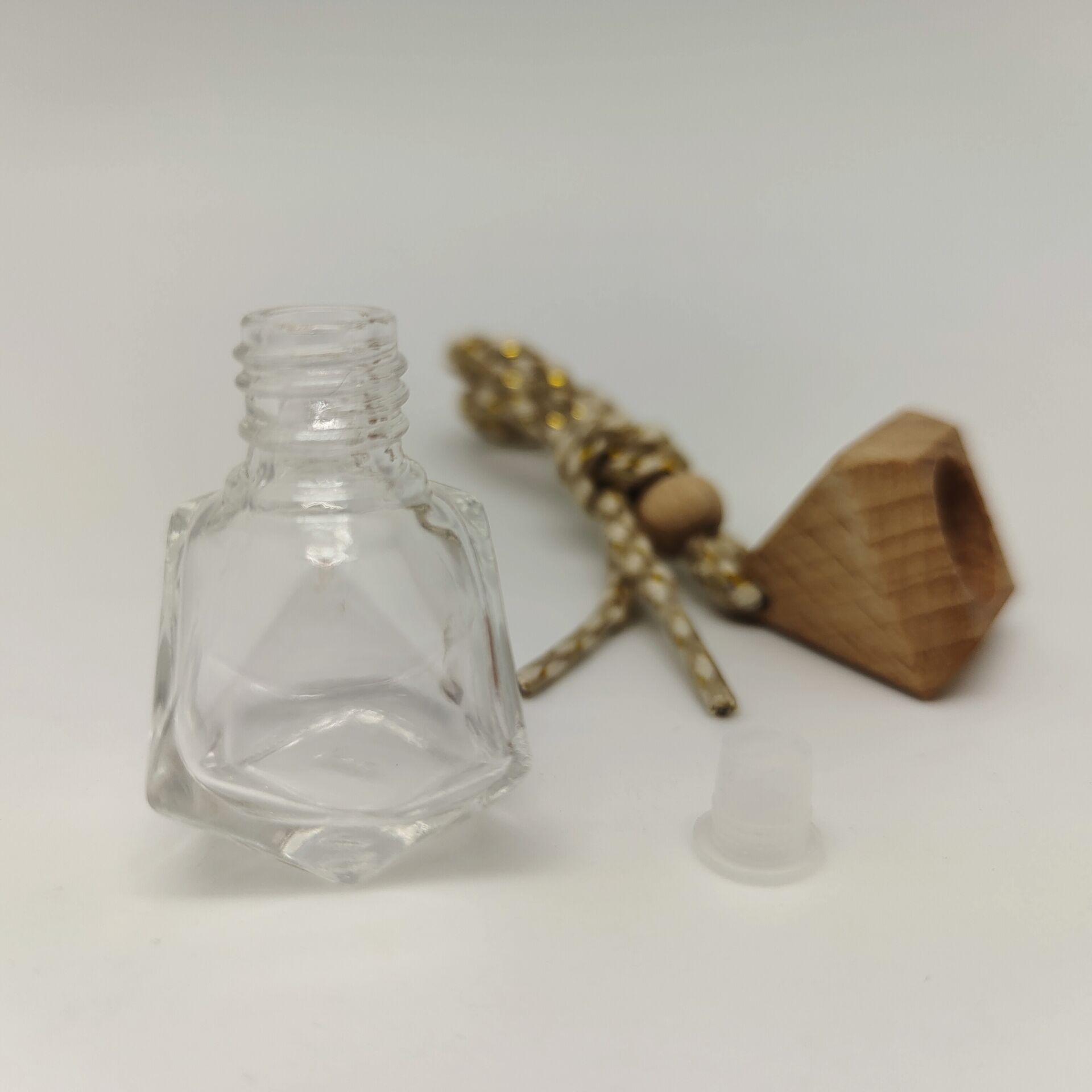 Hanging Car Perfume Glass Empty Bottle Essential Oil Diffuser, Aromatherapy Car Air Freshener in various shape
