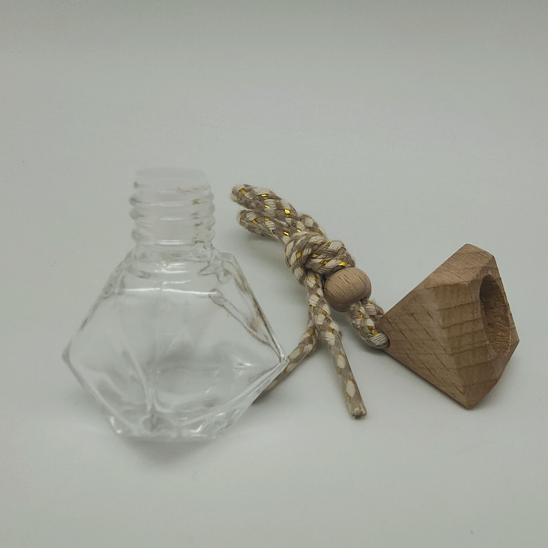 Hanging Car Perfume Glass Empty Bottle Essential Oil Diffuser, Aromatherapy Car Air Freshener in various shape