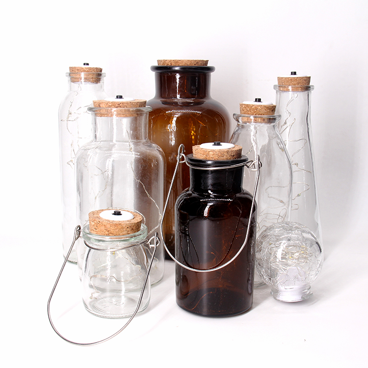 Hanging Storage Decoration Glass Mason Jar With Led Solar Light Metal Cover
