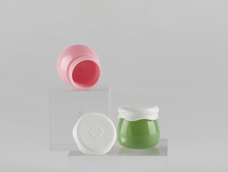 Hangzhou Beauty body lotion cream lipscrub container10g Clear pink green Plastic Cream Jar with plastic white cap