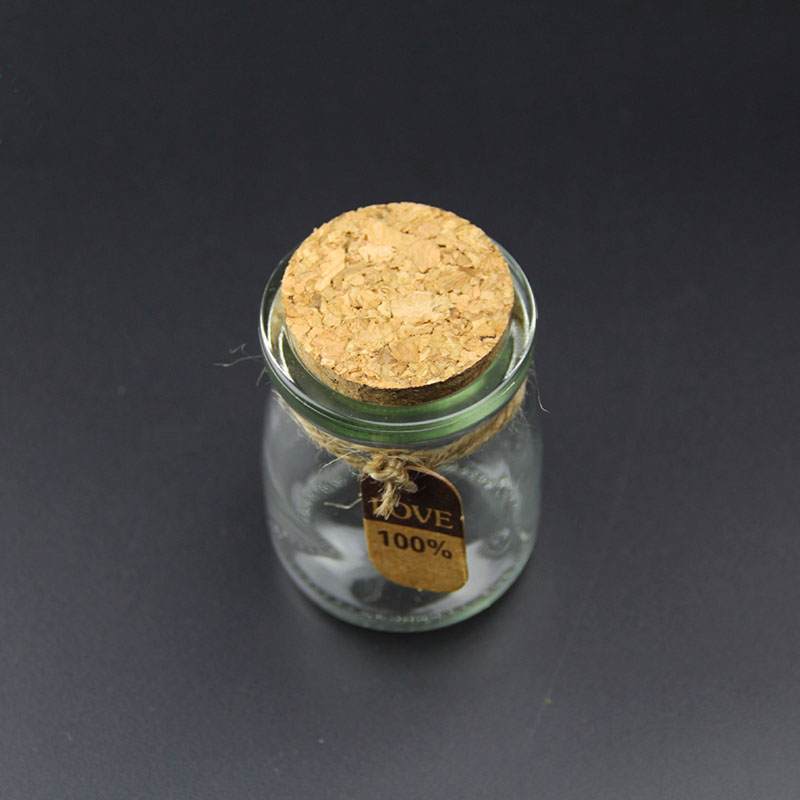Haonai 100ml glassware pudding jars pudding bottle glass wishing bottle with cork lid