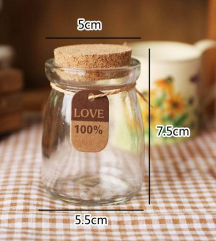 Haonai 100ml glassware pudding jars pudding bottle glass wishing bottle with cork lid