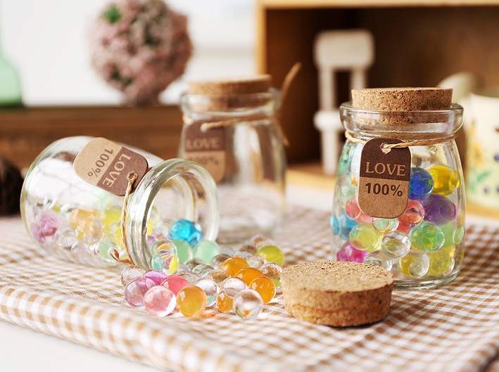 Haonai 100ml glassware pudding jars pudding bottle glass wishing bottle with cork lid