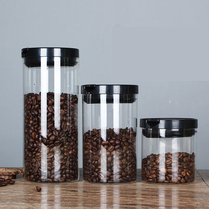Health conscious sealed food jar glass jar with lid coffee bean storage jar