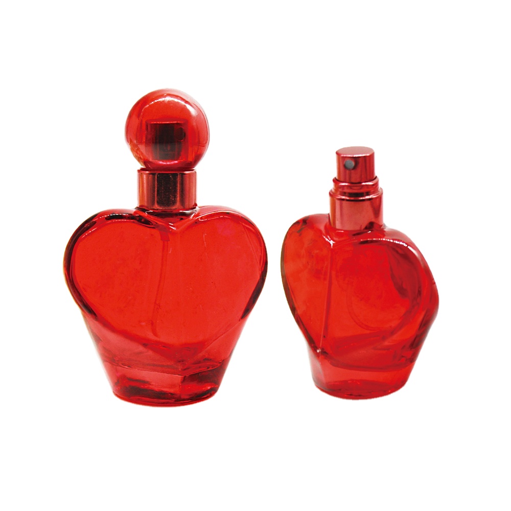 Heart Shape 30ML 50ML Empty Perfume Glass Bottle with Sprayer
