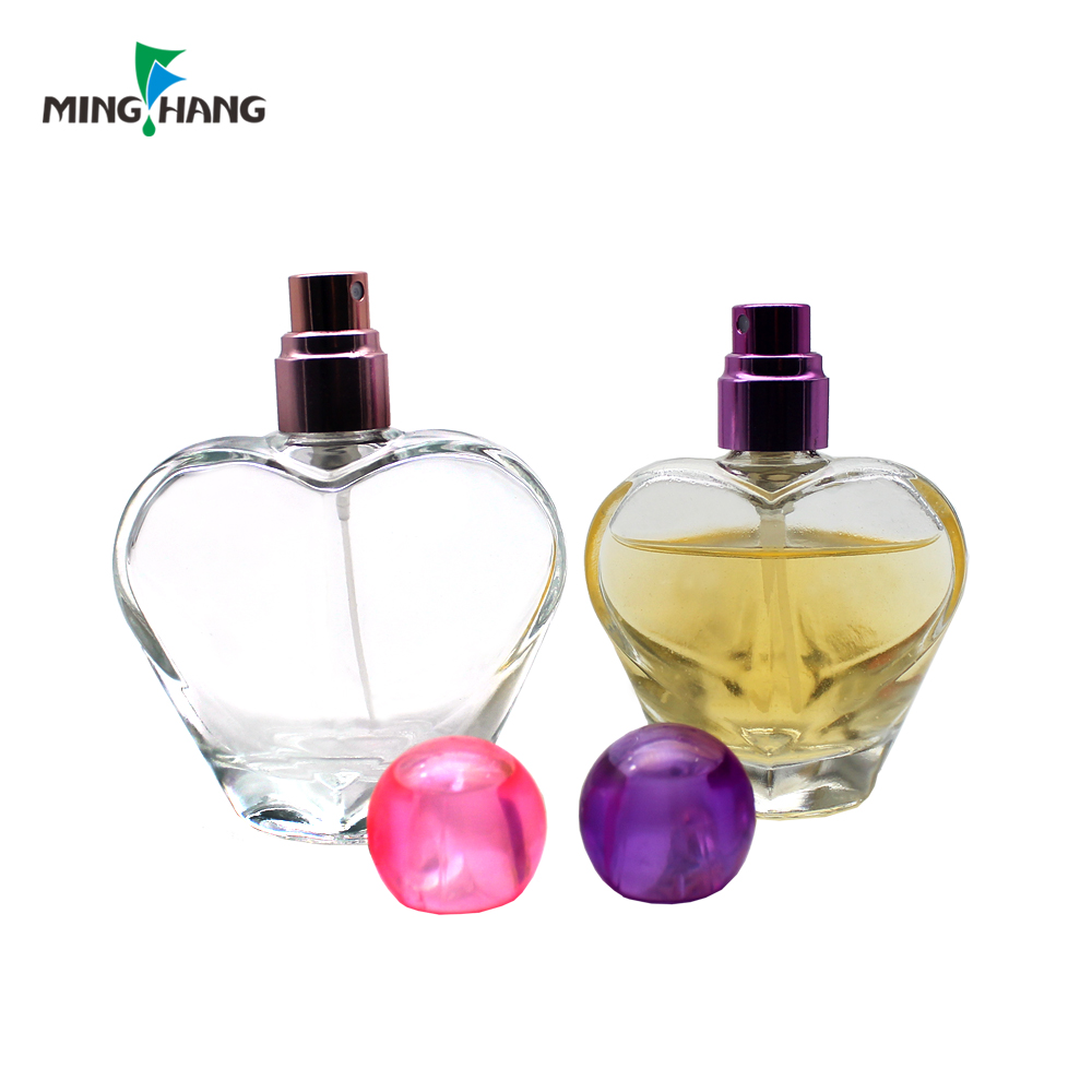 Heart Shape 30ML 50ML Empty Perfume Glass Bottle with Sprayer