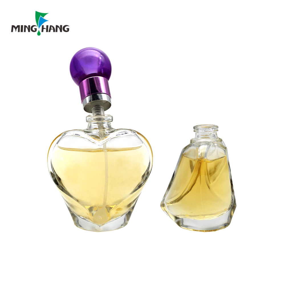 Heart Shape 30ML 50ML Empty Perfume Glass Bottle with Sprayer