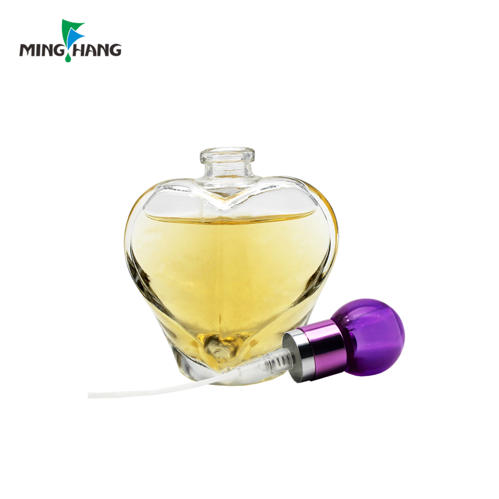 Heart Shape 30ML 50ML Empty Perfume Glass Bottle with Sprayer