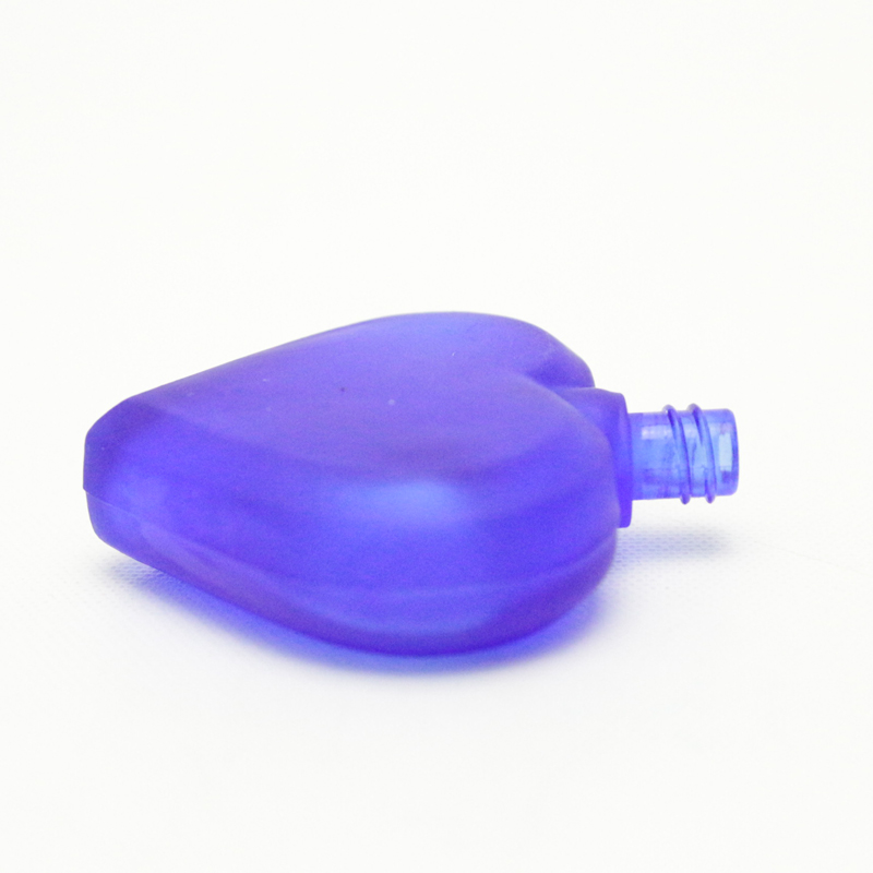 Heart shaped hanging decorative perfume glass bottle frosted blue color