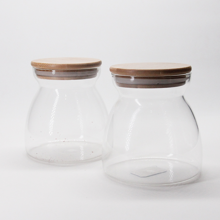 Heat Resistant Borosilicate Glass Food Storage Jar With Bamboo Lid