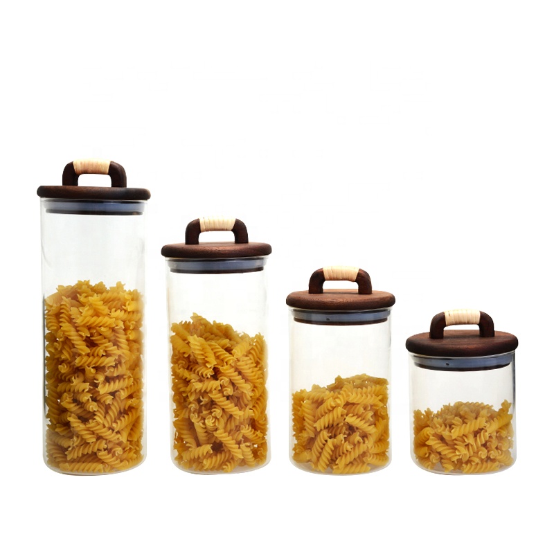 Heat Resistant Borosilicate Glass Storage Jar with Wooden Lid