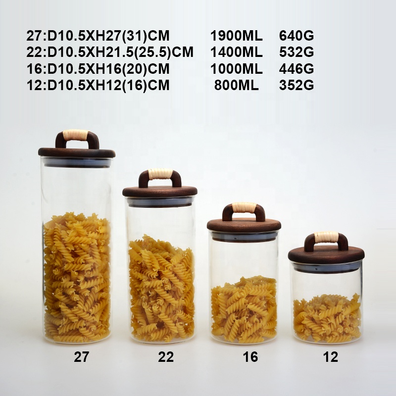 Heat Resistant Borosilicate Glass Storage Jar with Wooden Lid