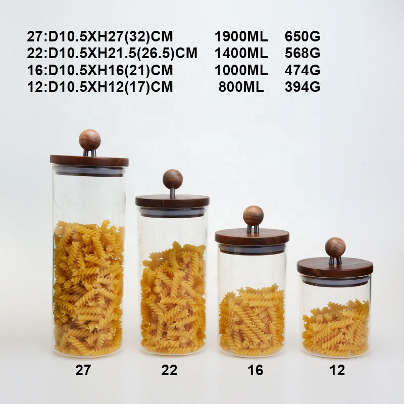 Heat Resistant Borosilicate Glass Storage Jar with Wooden Lid
