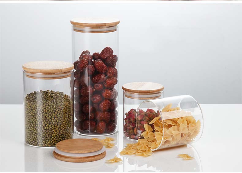 Heat-Resistant Glass Jars With Bamboo Lids Set Of 4 Glass Storage Canister For Dry Food Cereal Spices Tea Coffee