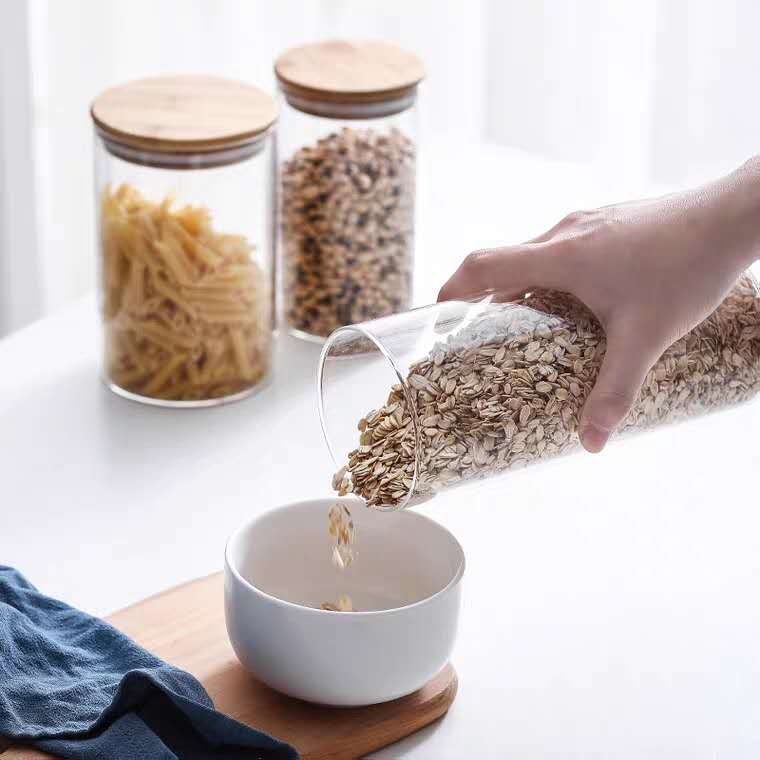 Heat Resistant Glass Storage Jar With Bamboo Lid