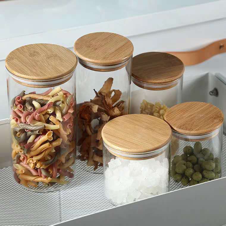 Heat Resistant Glass Storage Jar With Bamboo Lid