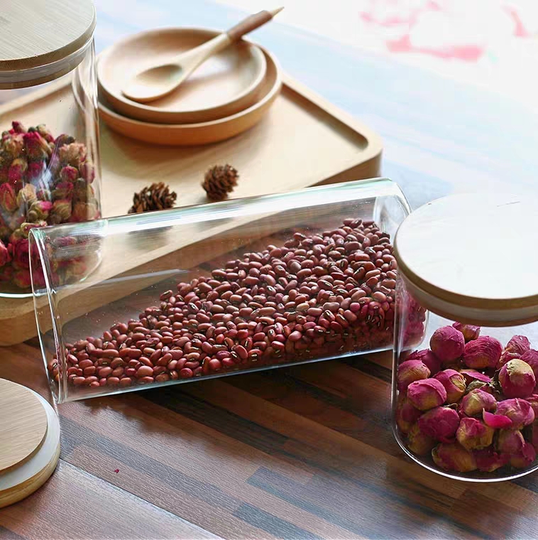 Heat Resistant Glass Storage Jar With Bamboo Lid