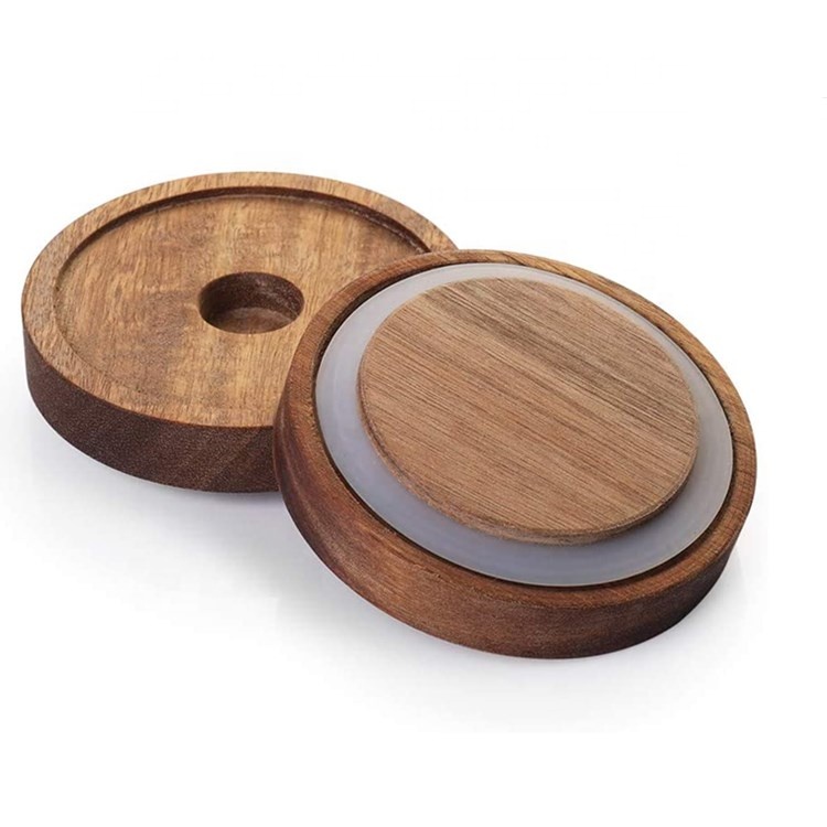 Heat Resistant High Borosilicate Glass Storage Containers Jars with Acacia Wood Lid