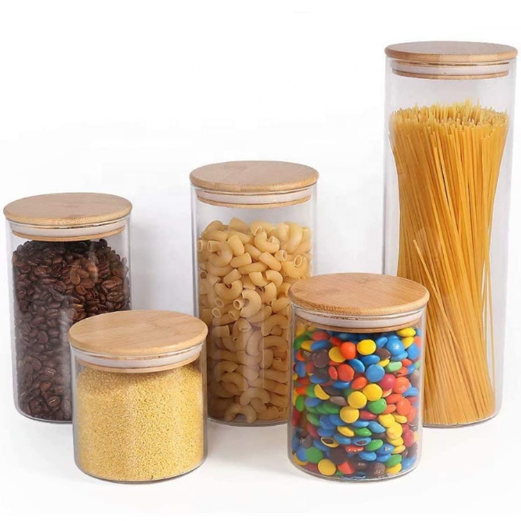 Heat Resistant High Borosilicate Glass Storage Jars with Bamboo Lid