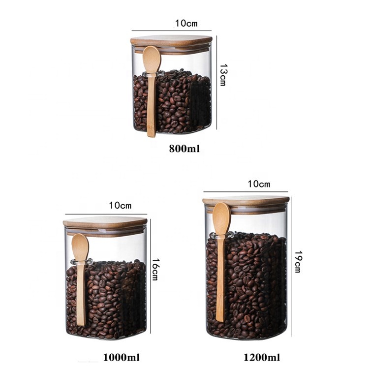 Heat Resistant High borosilicate glass food storage jar with acacia wood lid