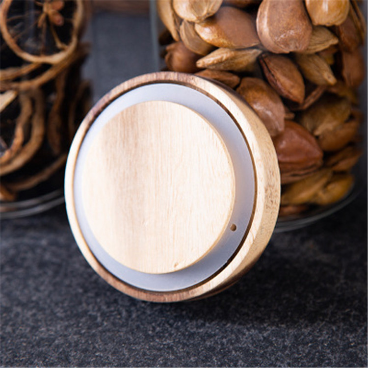 Heat Resistant High borosilicate glass food storage jar with acacia wood lid