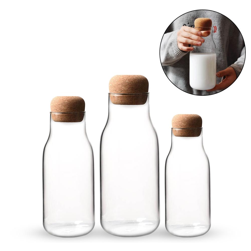 Heat Resistant Milk Juice Bottle Transparent Can Sealed  Mason Jar Tea Coffee Storage Tank Glass Jar