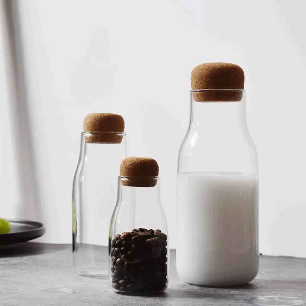 Heat Resistant Milk Juice Bottle Transparent Can Sealed Mason Jar Tea Coffee Storage Tank Glass Jar