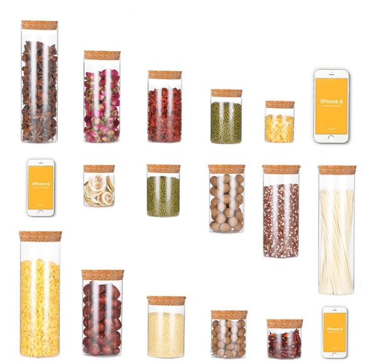Heat Resistant Wholesale Airtight Canisters With Bamboo Cover Clear Glass Jars Food Storage Containers Serving For Pantry Tea