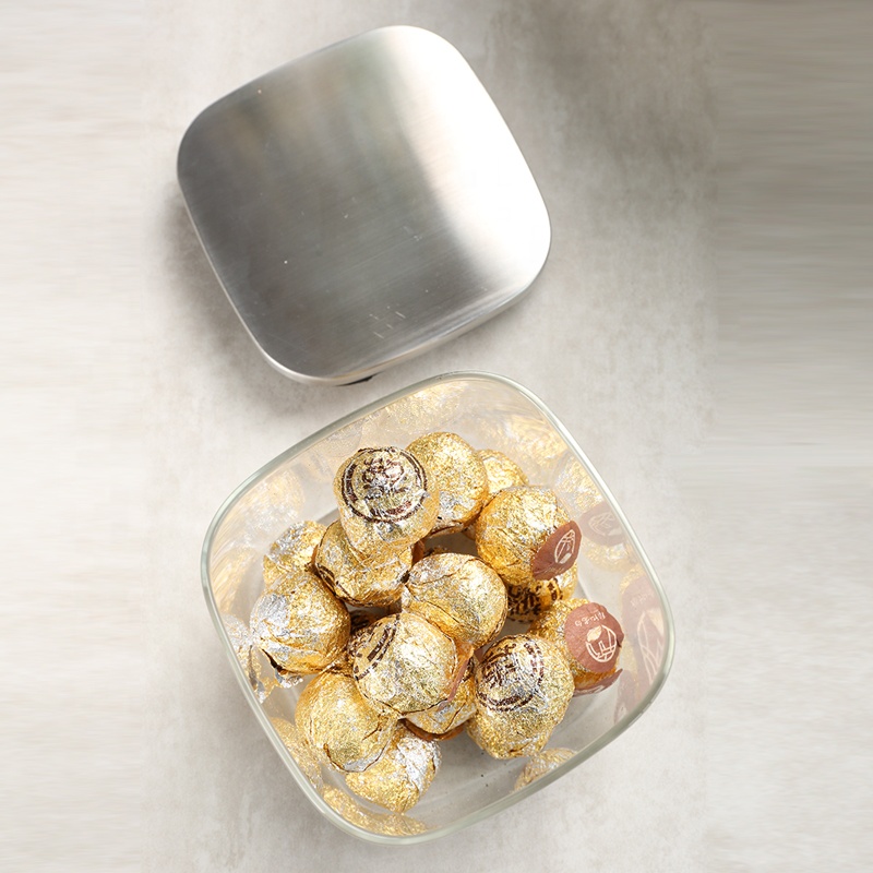 Heat-Resisted High Borosilicate Glass Dust-Proof Moistureproof Canister with Stainless Steel Lid for Storage