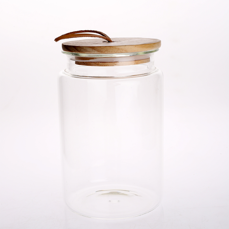 Heat-Resisted High Borosilicate Glass Kitchen Canister with Bamboo Lid Different Size Round Shape for Storage