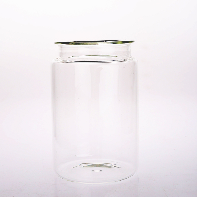 Heat-Resisted High Borosilicate Glass Kitchen Canister with Bamboo Lid Different Size Round Shape for Storage
