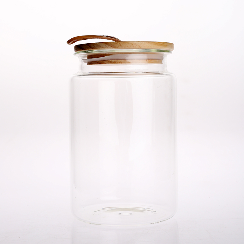 Heat-Resisted High Borosilicate Glass Kitchen Canister with Bamboo Lid Different Size Round Shape for Storage