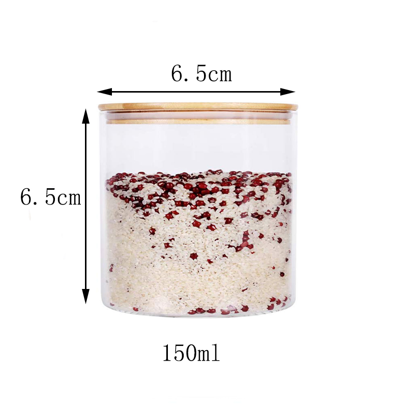 Heat resistant 50ml borosilicate storage bottle glass sealed jar with bamboo silicone seal lid