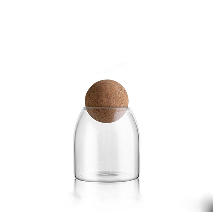 Heat resistant  candy foods rubber sealed wooden lid air tight storage containers glass jar with bamboo lid