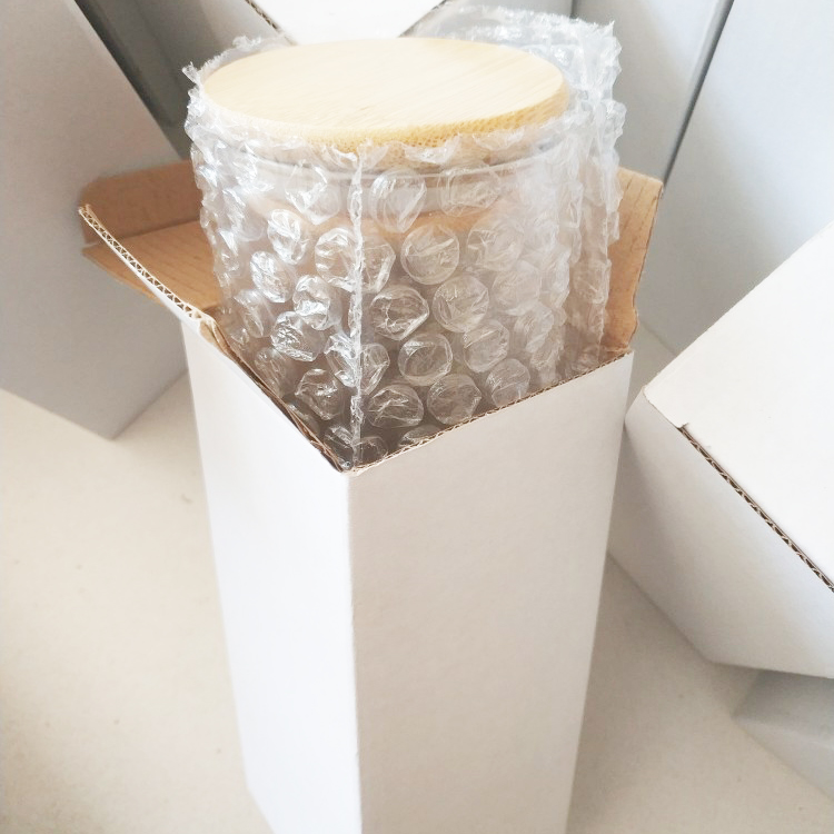 Heat resistant clear round glassware airtight sealed custom size kitchen food large 1000ml containers wood lid glass jar storage