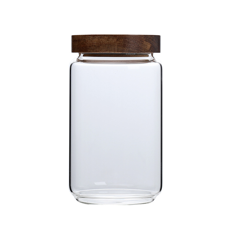 Heat resistant glass can Food Glass Jar With Bamboo Lid