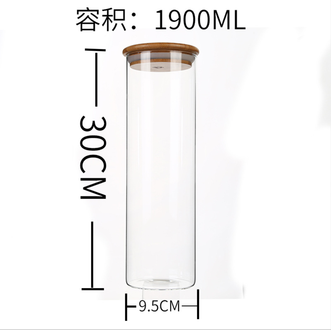 Heat resistant handmade mouth blown glass candy jar glass storage jar with Bamboo lid