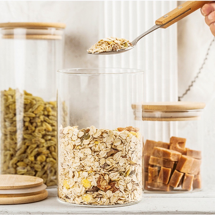 Heat resistant sealed wooden lid air tight storage containers glass jars and containers