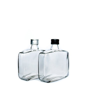Heavy Base 520ml Flat Rectangle Glass Bottle With Screw Lids