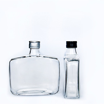 Heavy Base 520ml Flat Rectangle Glass Bottle With Screw Lids