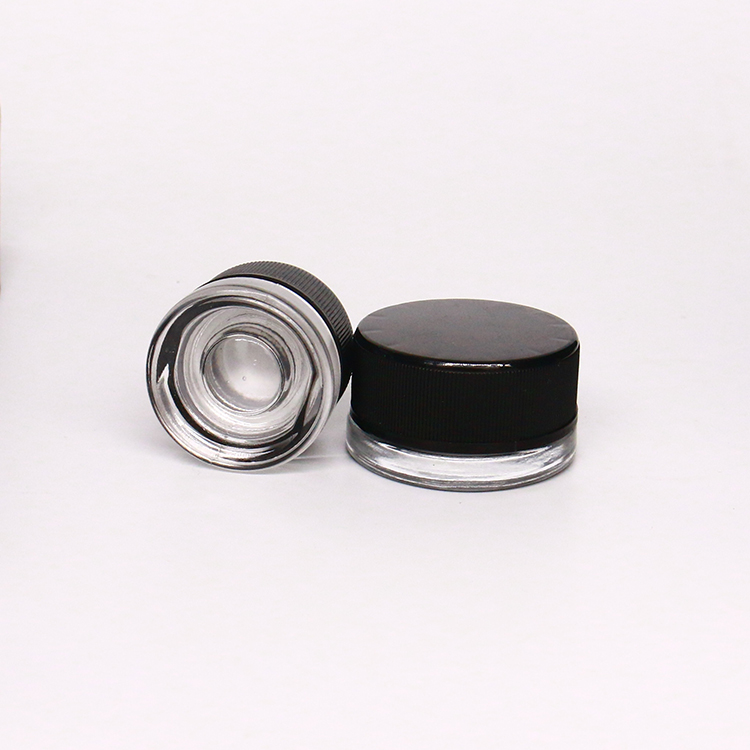 Heavy Bottom Glass Jar with CR Lid 9ml Child Resistant Jar with Black Lid