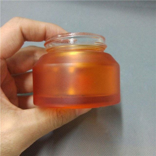 Heavy bottom Glass Custom frosted amber color jar cosmetic