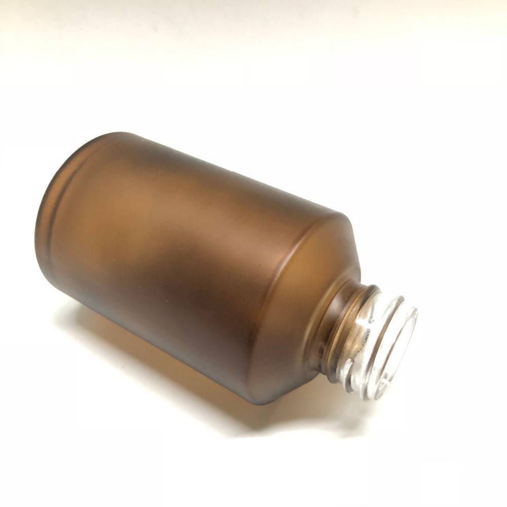 Heavy bottom Glass Custom frosted amber color jar cosmetic