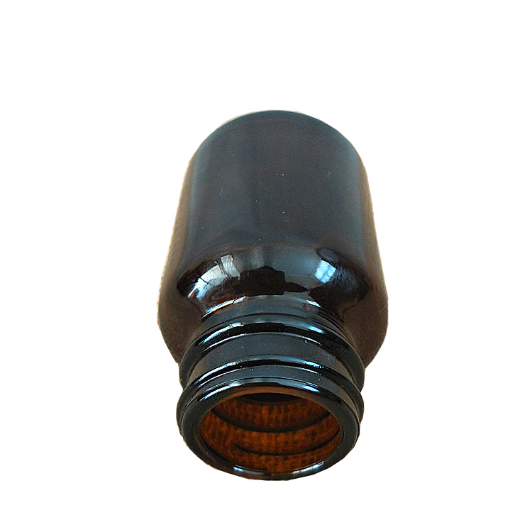 Heavy glass Amber color pharmaceutical capsule Glass jar with wide mouth for pills herbs