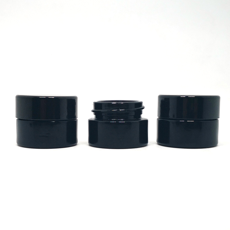 Hemp cream packaging 5ml 10ml 30ml 50ml dark violet cosmetic glass jar with black lid