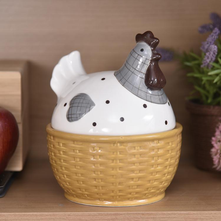 Hen-shaped ceramic filling country style egg storage jar Multifunctional kitchen living room organizer