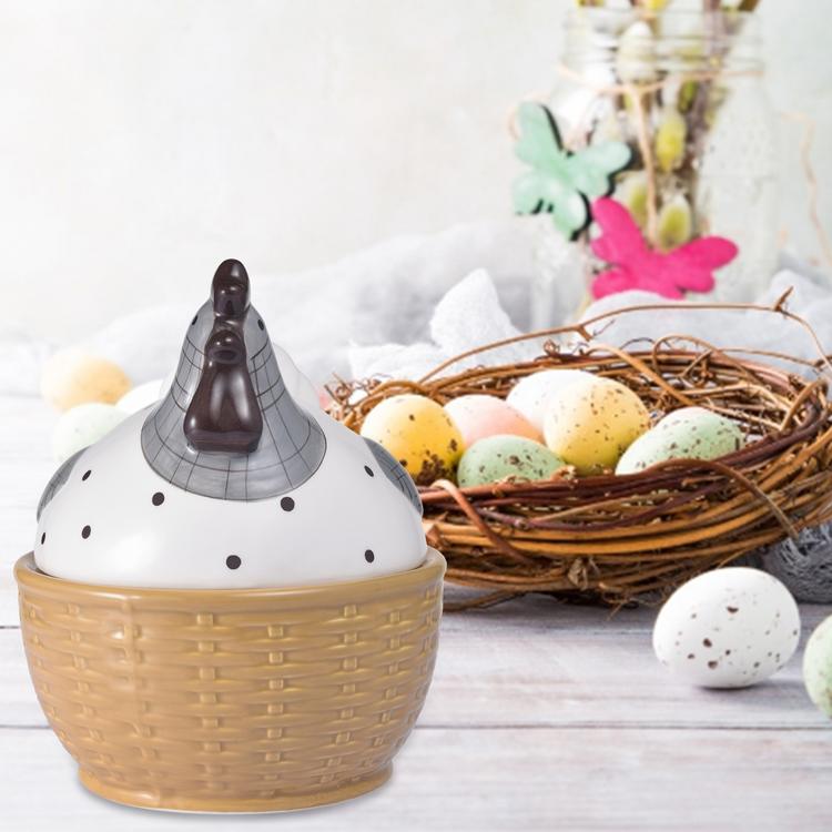 Hen-shaped ceramic filling country style egg storage jar Multifunctional kitchen living room organizer