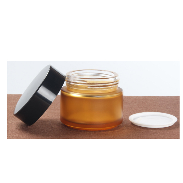 Hengjian 100g 100ml matt clear amver glass cosmetic skin care eye cream jar with gold silver plastic screw cap