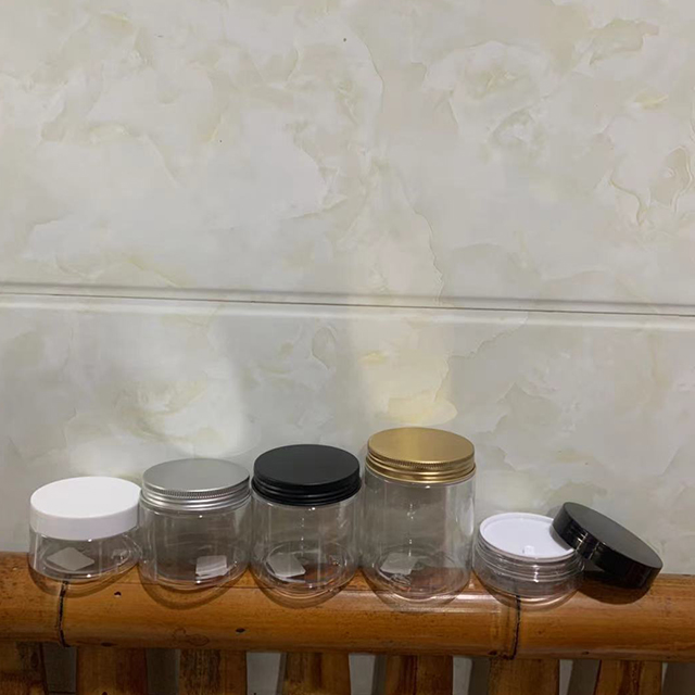 Hengjian 100ml 3oz 100g amber PET plastic jar cosmetics wide mouth bottles with black cap for skin care and hair care packaging